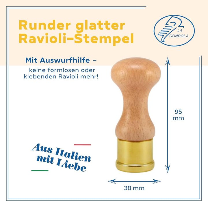 La Gondola Ravioli-Stempel - Rund Glatt 38mm | Italienisches Pasta-Werkzeug für Zuhause und gewerbli