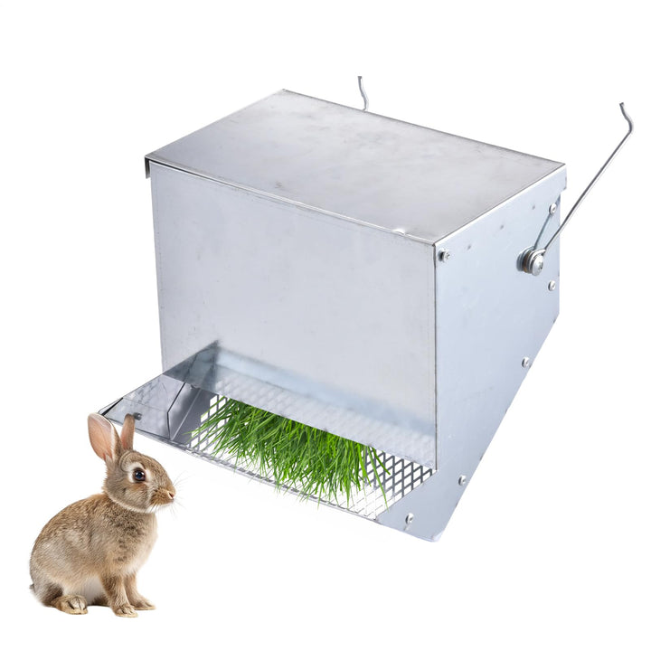 dzqad Kaninchen Futter Spender,Futterstation Mit Automatischem Deckel | Kaninchen-Heu-Futterspender,