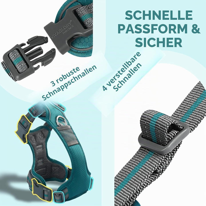 VIVAGLORY Easewalk Hundegeschirr, Anti Zug Hundegeschirr für Training &amp; Spazieren, Anti Zieh Geschir