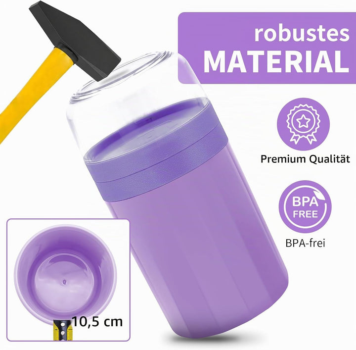 IJIAMY Müslibecher to Go, Premium Qualitat Joghurtbecher to Go Kinder mit Löffel 520ML+250ML, Auslau