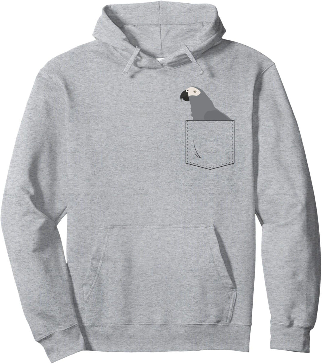 Graupapagei, gefälschte Tasche Pullover Hoodie