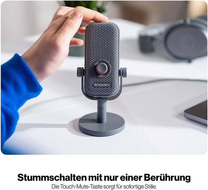 ENDORFY Solum Voice S Alt Gray, Gaming PC mikrofon, Podcast, Streaming, RGB-Beleuchtung, USB Plug &