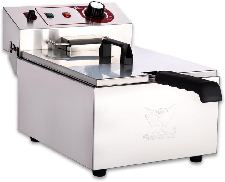 Beeketal 'BTF10a' Kaltzonen Fritteuse (9 Liter Volumen für max. 5 Liter Öl) Edelstahl Friteuse mit T