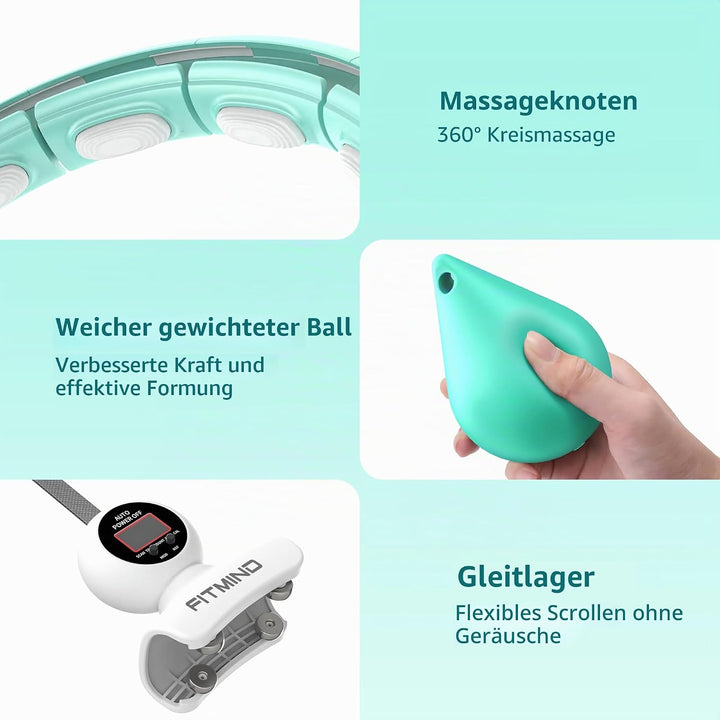 Smart Hula Hoop Reifen Erwachsene, Hula Hoop mit Gewicht Kugel, Hoola Hoop zum Abnehmen für Anfänger