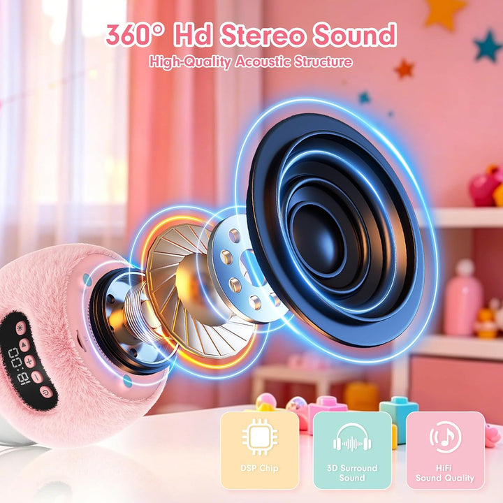 Karaoke Maschine mit 2 Bluetooth Mikrofonen für Kinder 3-8 Jahre | Tragbar, Sichere 85dB Lautstärke,