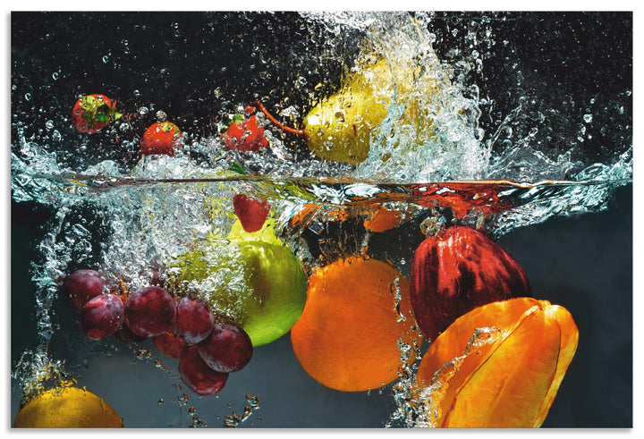 ARTland Spritzschutz Küche aus Alu für Herd Spüle 90x60 cm (BxH) Küchenrückwand mit Motiv Essen Obst