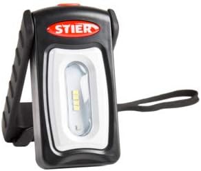 STIER Akku LED Werkstattleuchte, 250 Lumen, einer Leuchtdauer von 2,5 Stunden, 360° drehbarem Haken