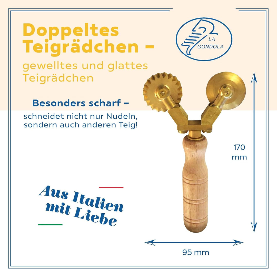 LaGondola Kombiniertes Rad - Professionelles Teigrädchen doppelt, glatt und gewellt, Teigschneider a
