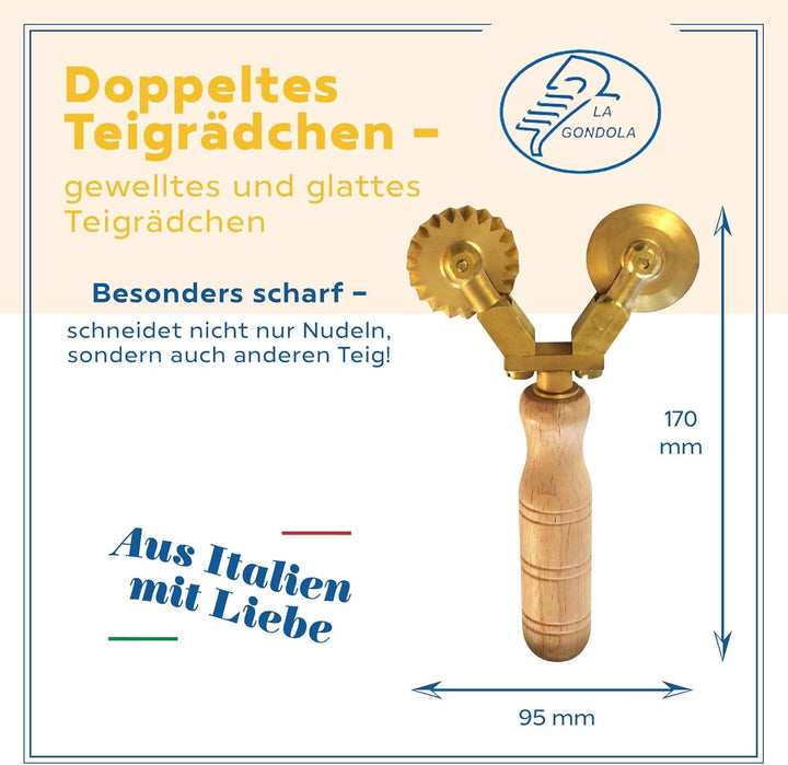 LaGondola Kombiniertes Rad - Professionelles Teigrädchen doppelt, glatt und gewellt, Teigschneider a