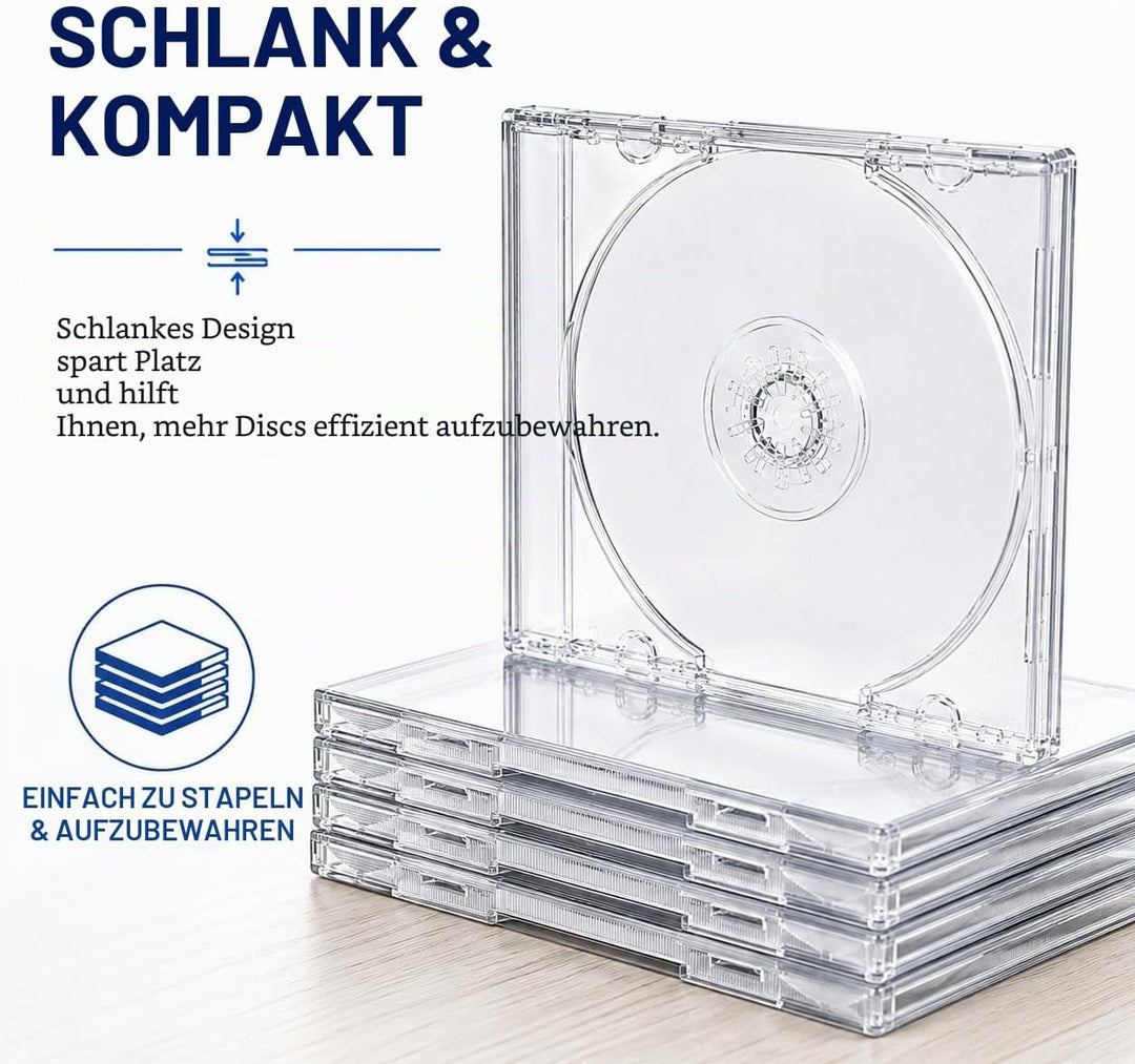 10 x einzelne 8 cm CD-/DVD-Disc-Hülle, schmal, transparent, 5,2 mm Mini-Disc-Aufbewahrungsbox, krist