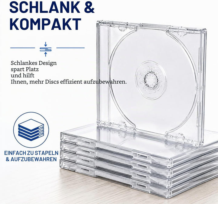10 x einzelne 8 cm CD-/DVD-Disc-Hülle, schmal, transparent, 5,2 mm Mini-Disc-Aufbewahrungsbox, krist