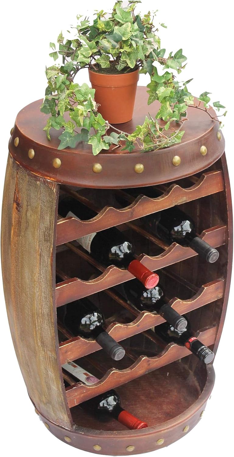 DanDiBo Weinregal Holz mit Ablage Weinfass 1546 Fass 70cm Flaschenregal Flaschenständer Weinständer