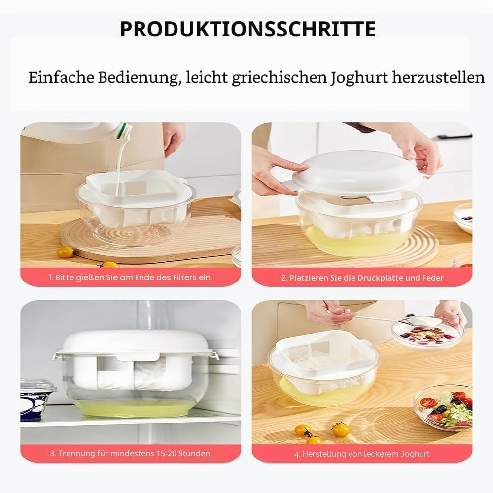 Feine Filtersiebe Joghurt Sieb mit Deckel,Wiederverwendbarer Joghurt Molke Separator,3000ML Griechis