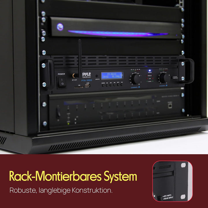 Pyle Verstärker, Mini Verstärker, 2000W- Bluetooth, Amplifier, Stereo, Audio - Rackmount- 2 Kanal mi