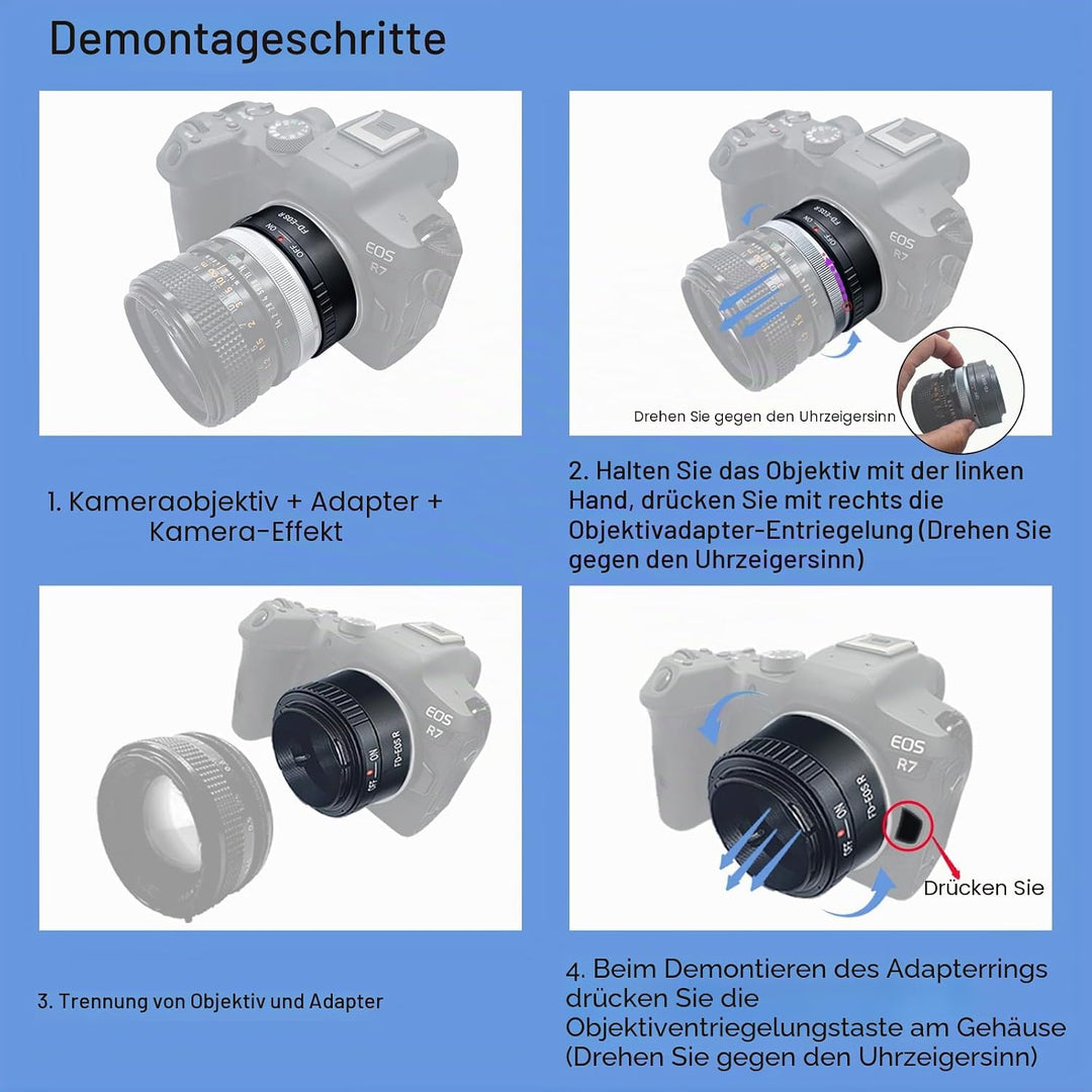 FD-EOS R Objektivadapter Adapterring auf für Canon FD/FL Objektiv Kompatibel für EOS R-Mount Kamera