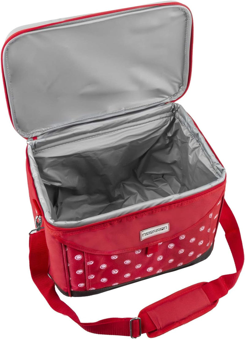 anndora Kühltasche 22 L Picknick Kühlbox 35 x 24 x 27 cm - Farbauswahl Rot Weiss Gepunktet, Rot Weis