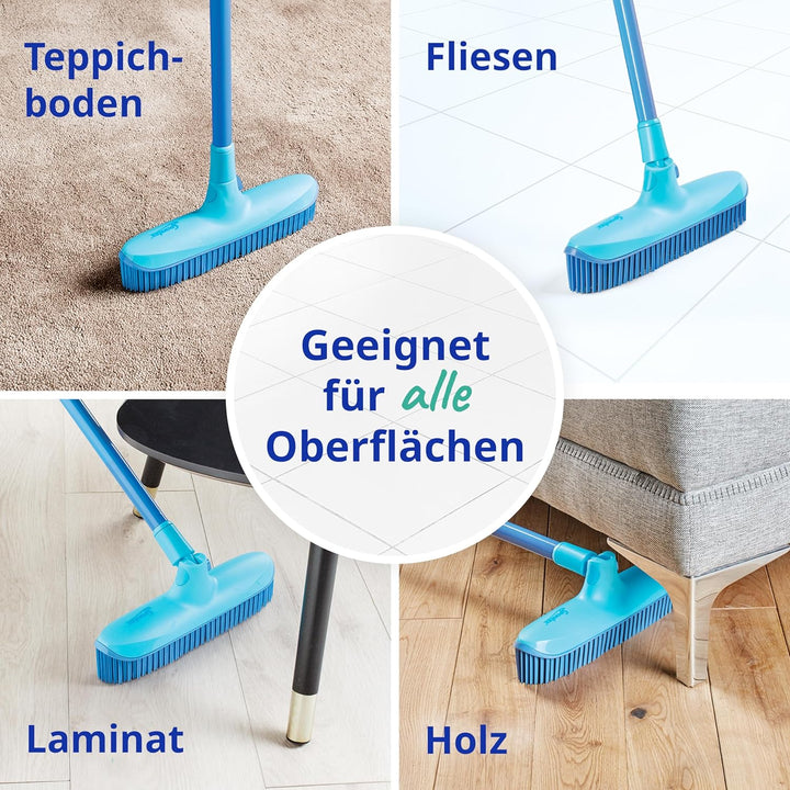 Spontex Catch & Clean Set aus Gummibesen und Kehrblech für den Innenbereich, Set aus Gummibesen und
