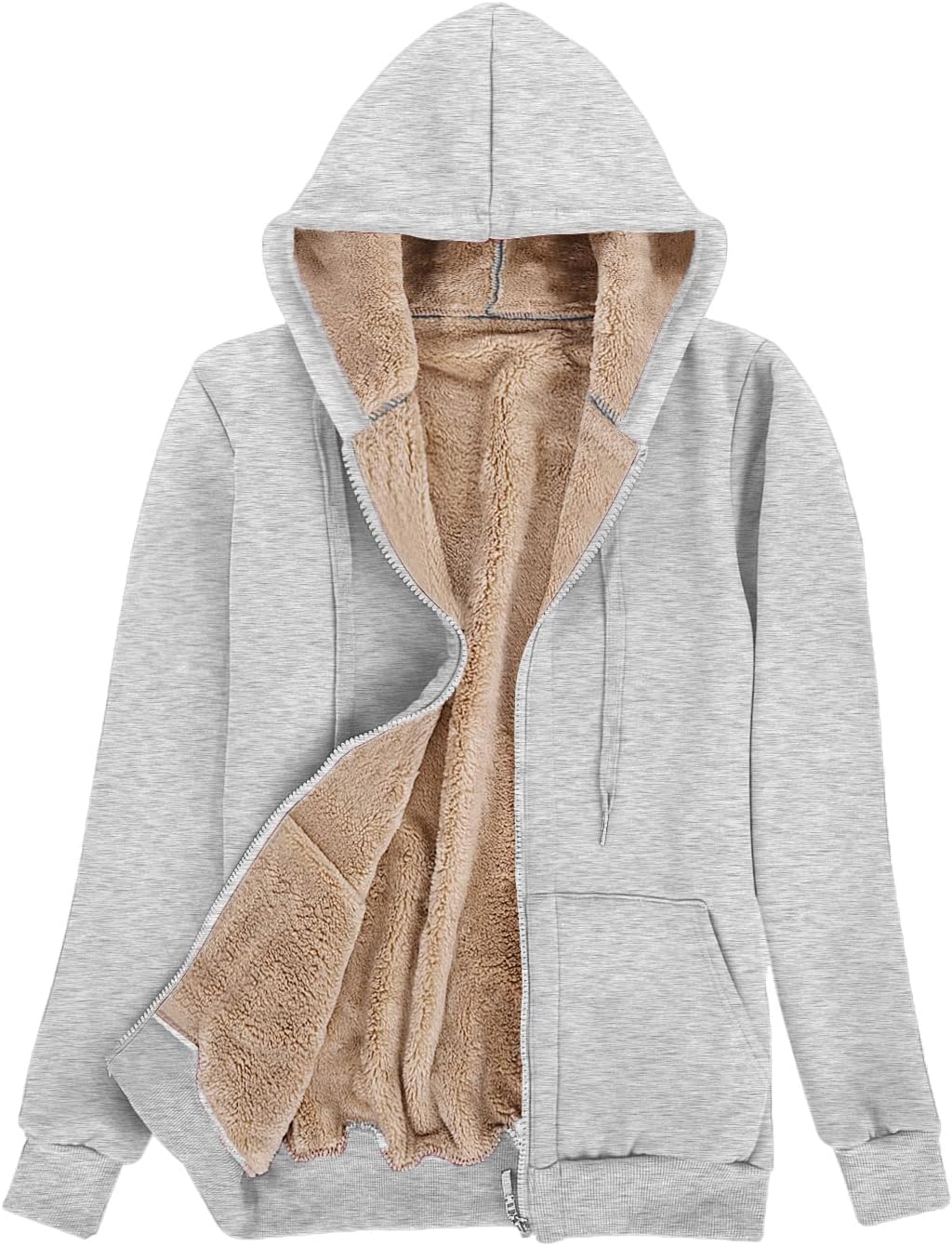 Niwicee Damen Kapuzenpullover mit Reissverschluss Winter Plus Fleecepullover Langarm Kapuzenjacke Sw