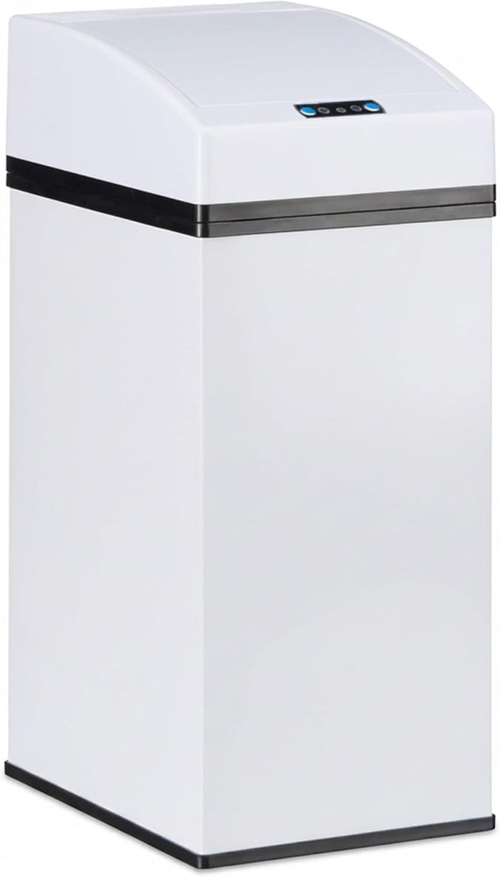 Relaxdays, weiss Sensor Mülleimer, Automatikdeckel, Inneneimer mit Griff, hygienisch, 7 L, Stahl, Hx