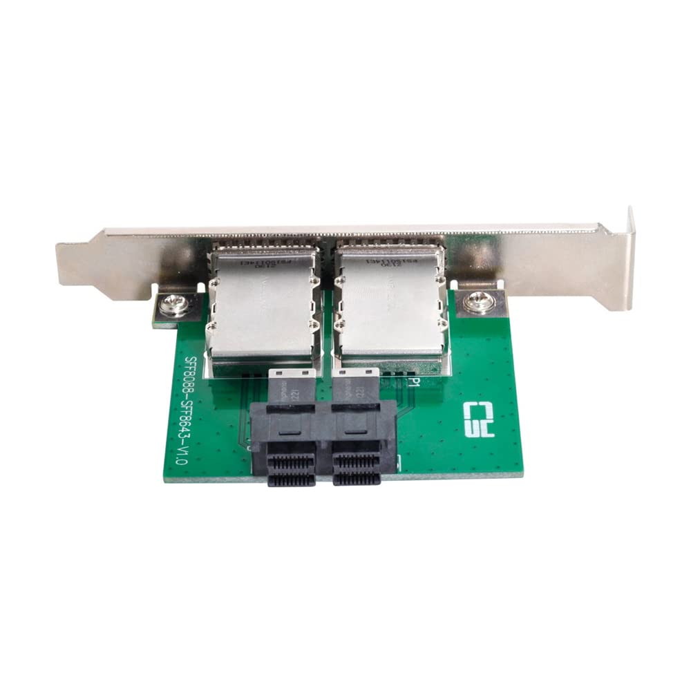NFHK Dual Ports Mini SAS SFF-8088 zu internen SAS HD SFF-8643 PCBA Buchse Adapter mit Low-Profile-Ha