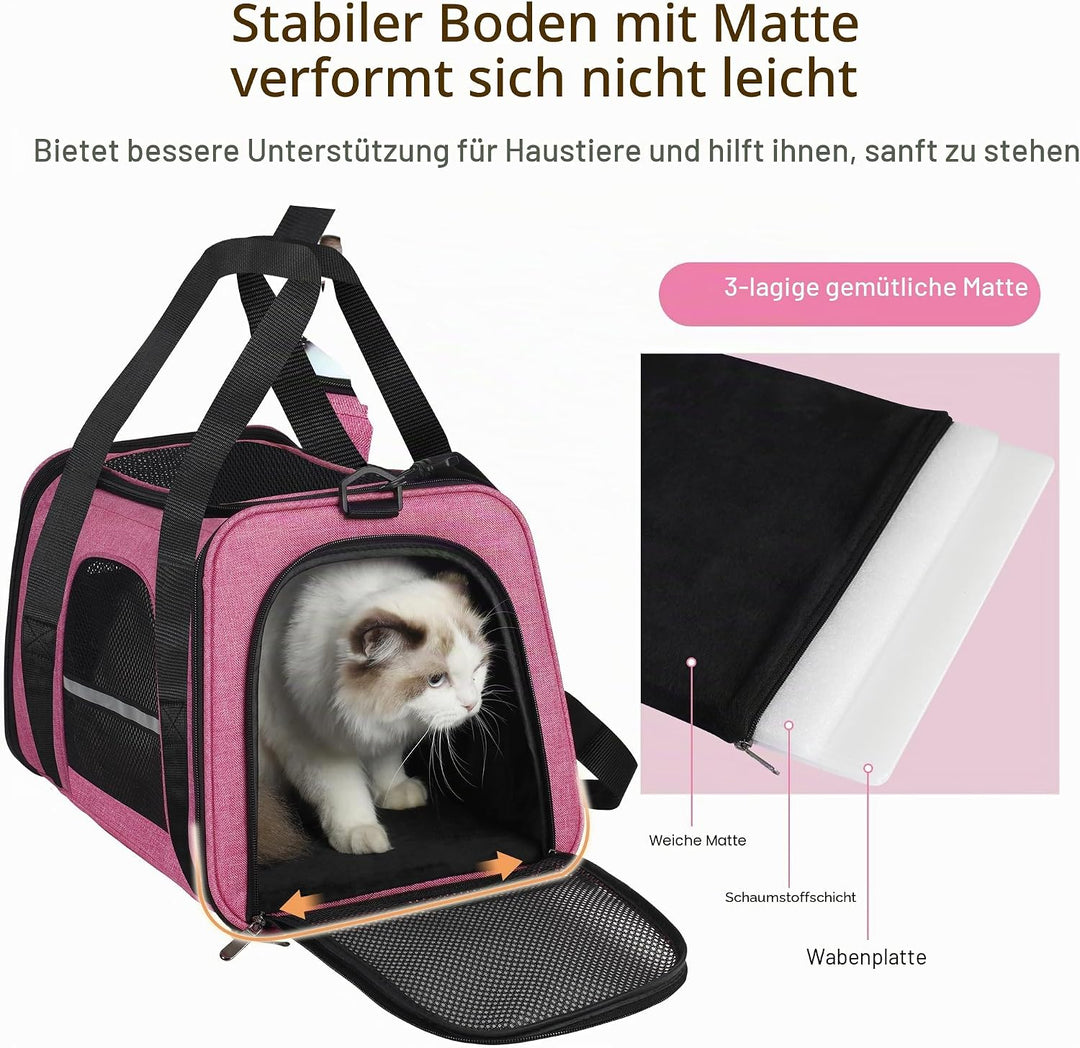 HiCaptain Transporttasche für Katzen Faltbar, mit Schultergurt, Weich Gepolstert, Transportbox für k