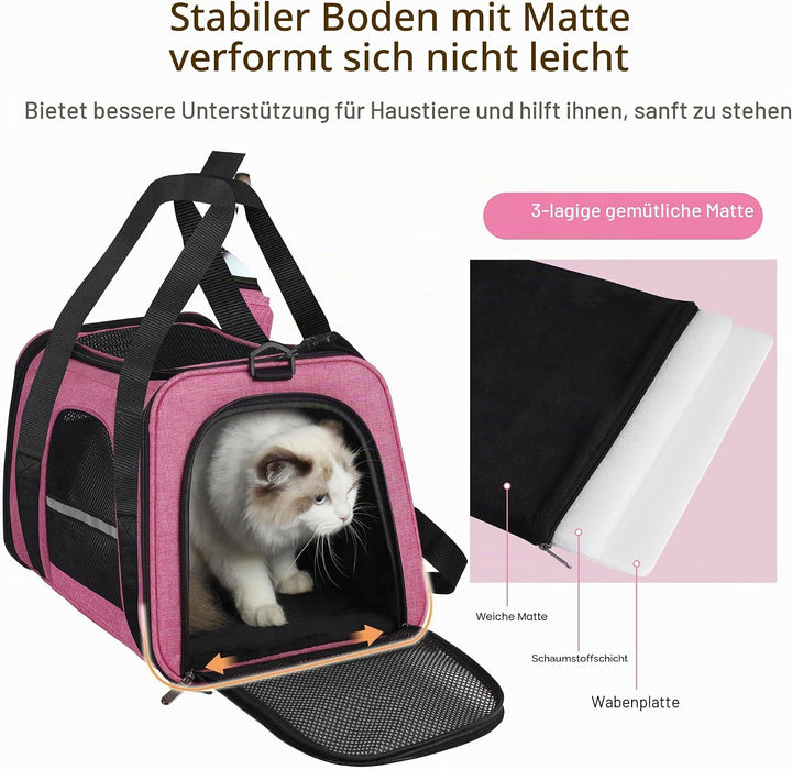 HiCaptain Transporttasche für Katzen Faltbar, mit Schultergurt, Weich Gepolstert, Transportbox für k