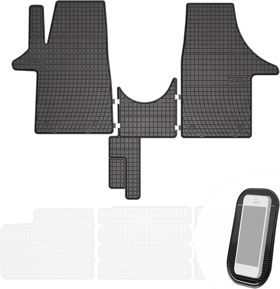 Gummimatten Auto Fussmatten Gummi Automatten Passgenau 3-teilig Set - passend für VW T5 T6 ab 2003