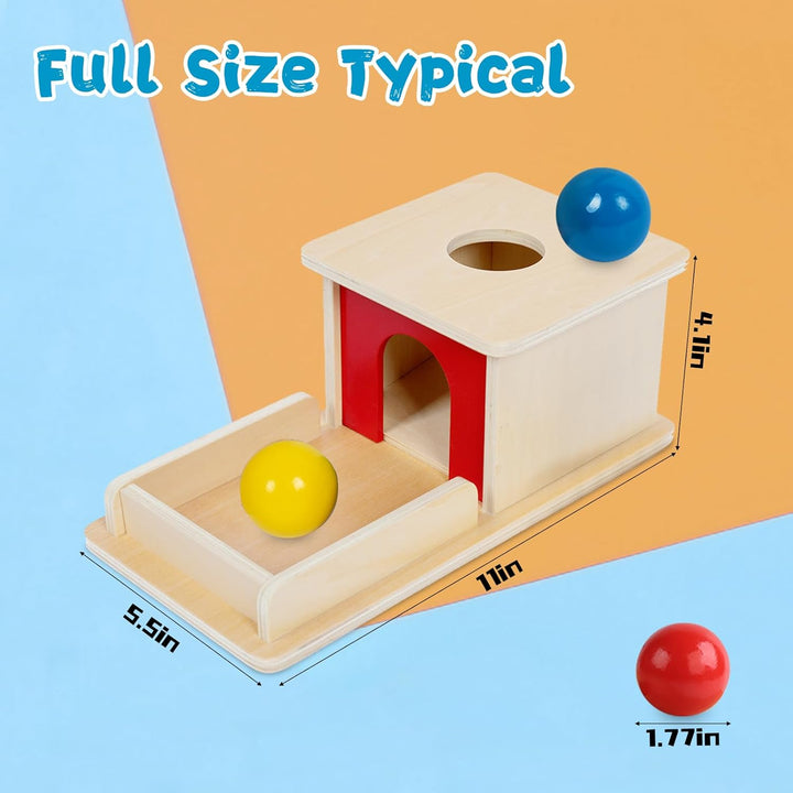 Adena Montessori Full Size Object Permanence Box mit Tray 3 Farbe Bälle Montessori Spielzeug von 6-1