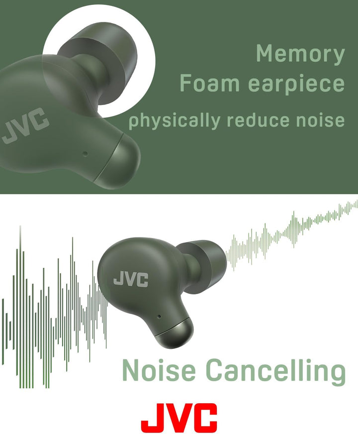 JVC HA-Z250T-G True Wireless Kopfhörer mit aktiver Geräuschunterdrückung, weiche & komfortable Memor