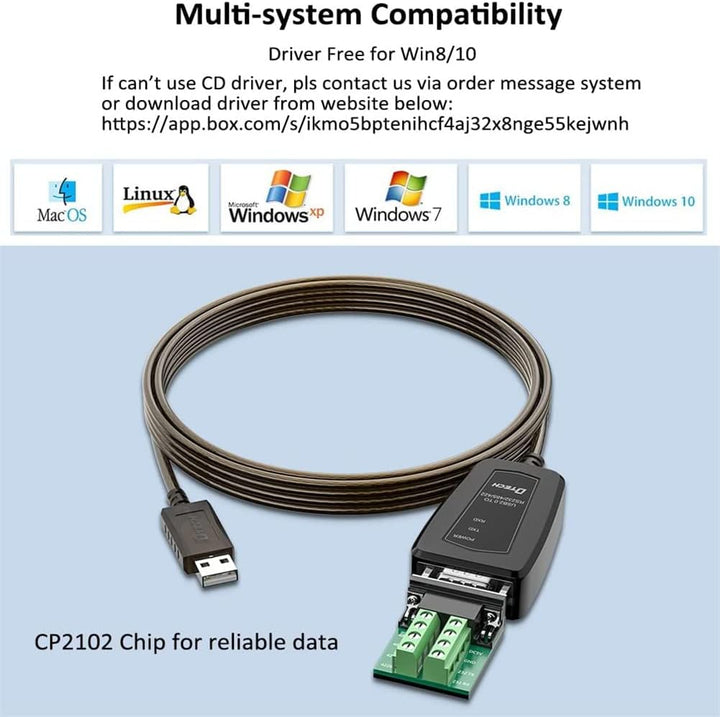 DTech USB-auf-Seriell-Adapter RS485 RS422 R232 mit Breakout Board LED-Leuchten Unterstützt DC5V für