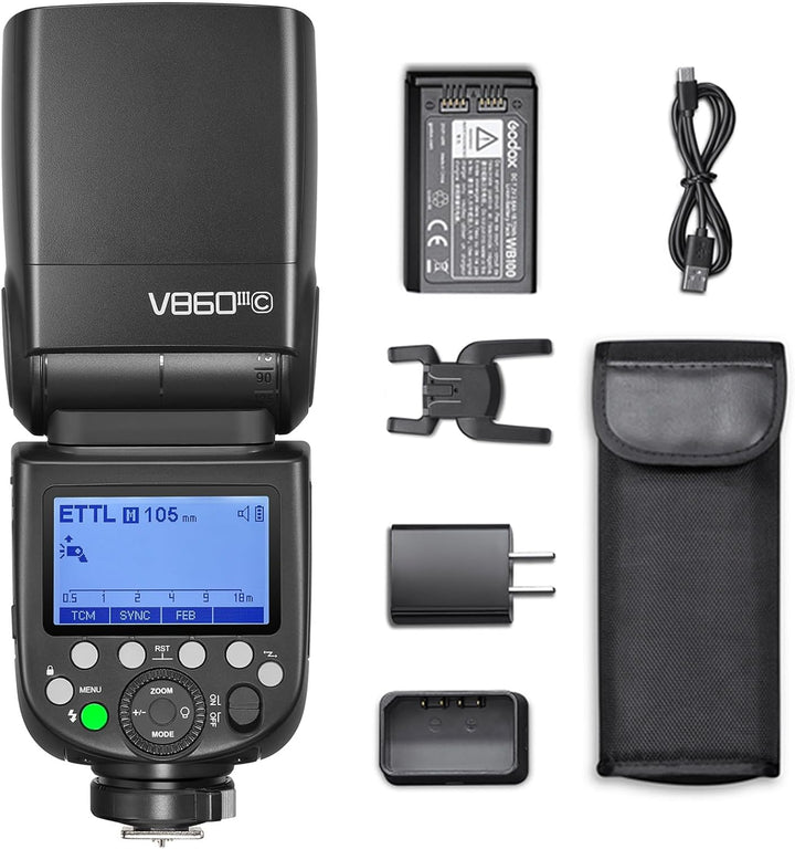 Godox V860III-C Blitz Blitzgerät für Canon Kameras Höhere Kapazität 2600 mAh 1,5 s Wiederaufladezeit