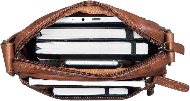 ROYALZ 'Trenton' Umhängetasche Leder Herren Klein Vintage Design Seitentasche Männer Schultertasche