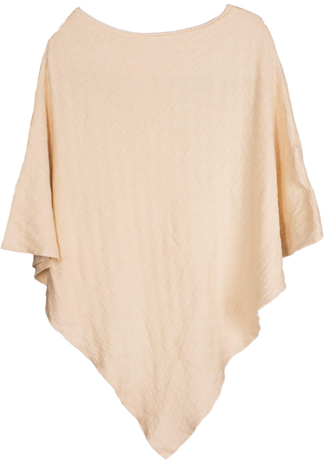 styleBREAKER Damen Feinstrick Poncho mit Karo Schachbrett Struktur, Rundhals 08010053, Farbe: Einhei