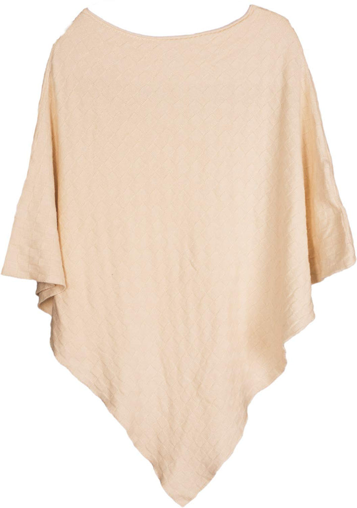 styleBREAKER Damen Feinstrick Poncho mit Karo Schachbrett Struktur, Rundhals 08010053, Farbe: Einhei