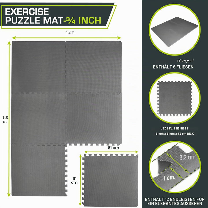 ProsourceFit extra Dicke Puzzle-Übungsmatte, Eva-Schaumstoff, ineinandergreifende Fliesen für schütz