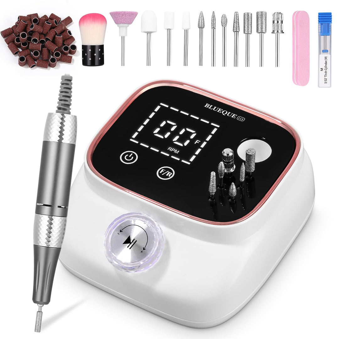 Elektrisch Nagelfräser, Professionelle Fräser für Gelnägel, 45000RPM, Elektrische Nagelfeile mit Lcd