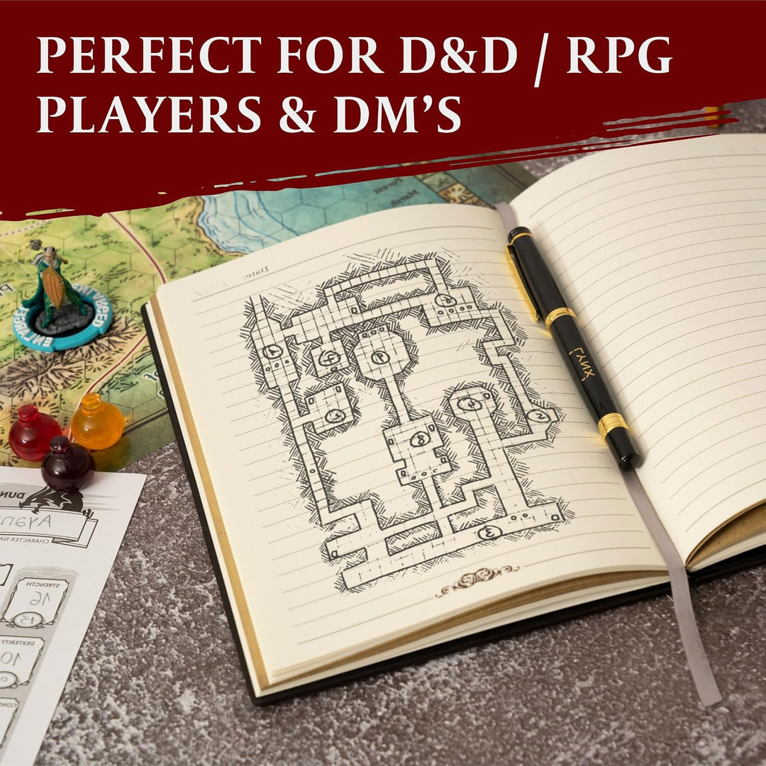 LYNX DND Zubehör – RPG Journal mit 3D Rosa Phönix Motiv im Kunstledereinband mit Stift – Notizbuch f