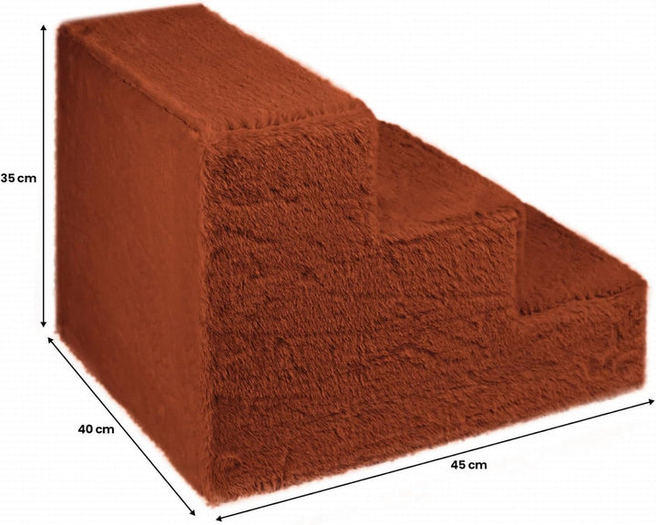 Mg Design Hundetreppe 3 Stufen in Orange – Stabiler Holzrahmen, gelenkschonend, leicht & mobil, für