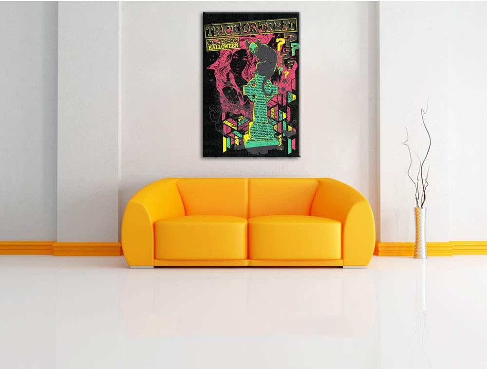 Dark Trick or Treat black Leinwandbild Bild auf Leinwand, XXL riesige Bilder fertig gerahmt mit Keil