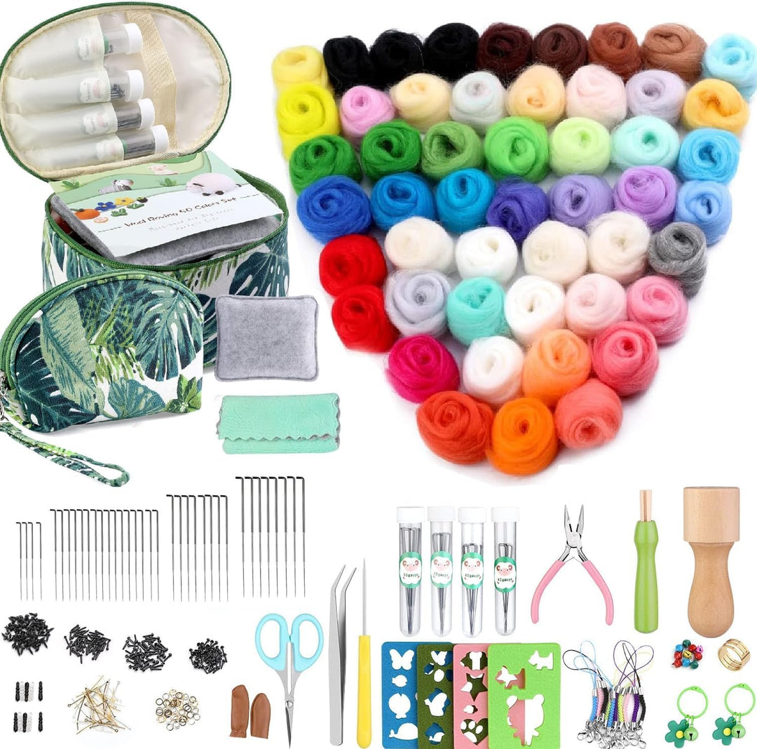 304 Stück Nadelfilz Set, Nadelfilz Werkzeuge, Nadelfilz Starter Set mit 50 Farben Filzwolle, Grundle