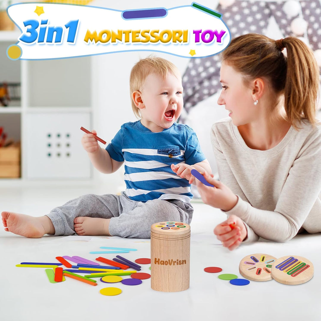 Montessori Spielzeug ab 1 Jahr, 3-in-1 Montessori Spielzeug ab 1 2 3 Jahre, Holz Montessori Spielzeu