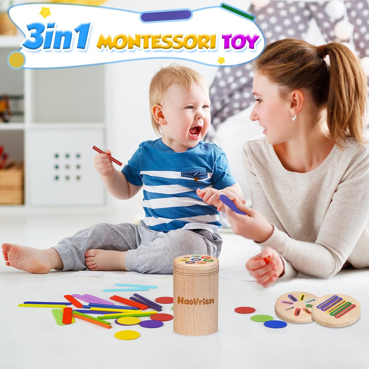 Montessori Spielzeug ab 1 Jahr, 3-in-1 Montessori Spielzeug ab 1 2 3 Jahre, Holz Montessori Spielzeu