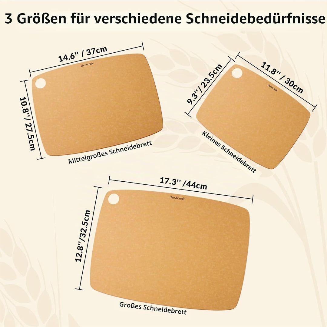BESTCOOK Schneidebrett Holzfaser 2er-Set, Spülmaschinenfest Chopping Board, Hohe Dichte, Antiporös,
