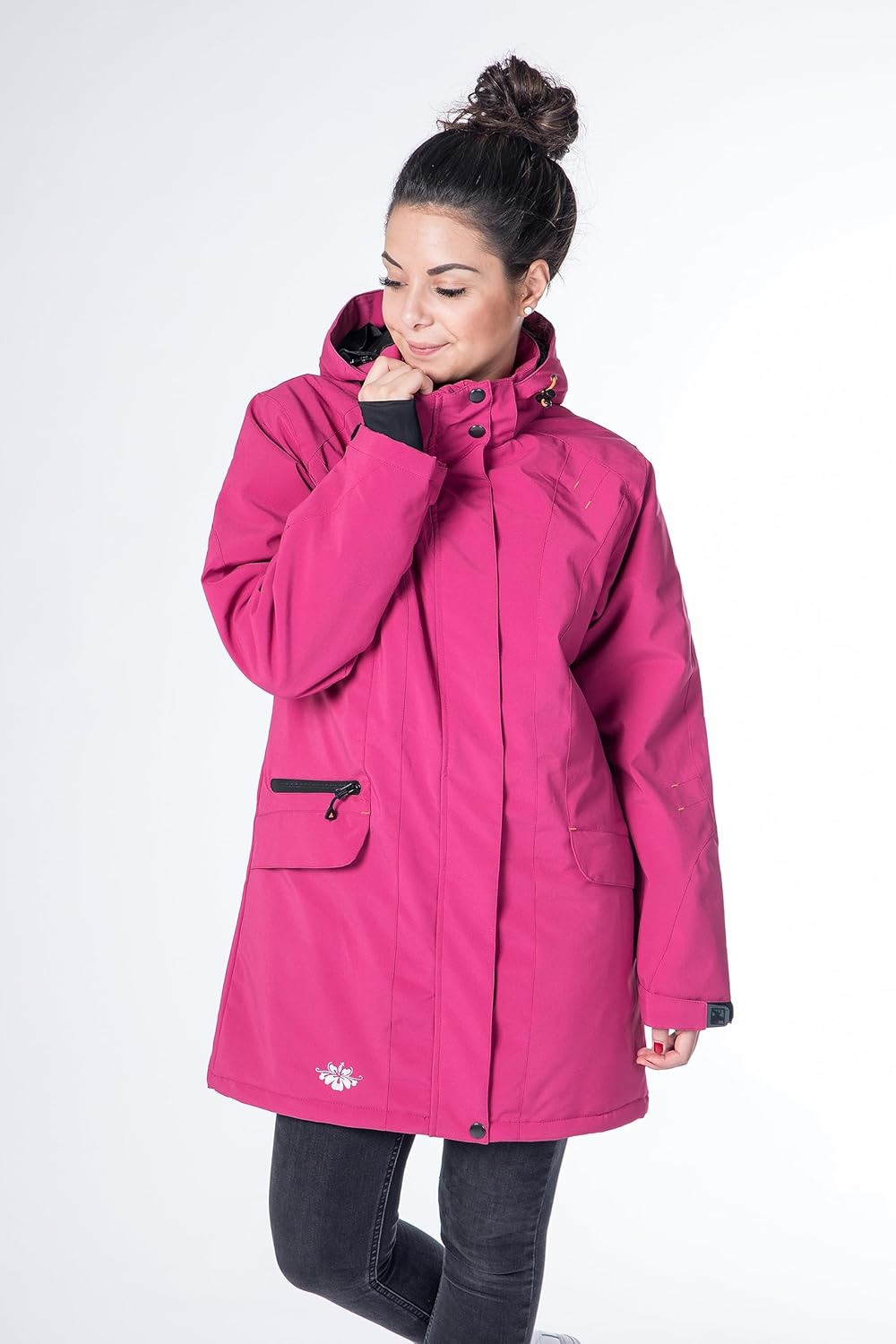 Damen Winterjacke Skijacke mit Abnehmbarer Kapuze Gefüttert Wasserdicht Wetterfest Windbreaker Überg