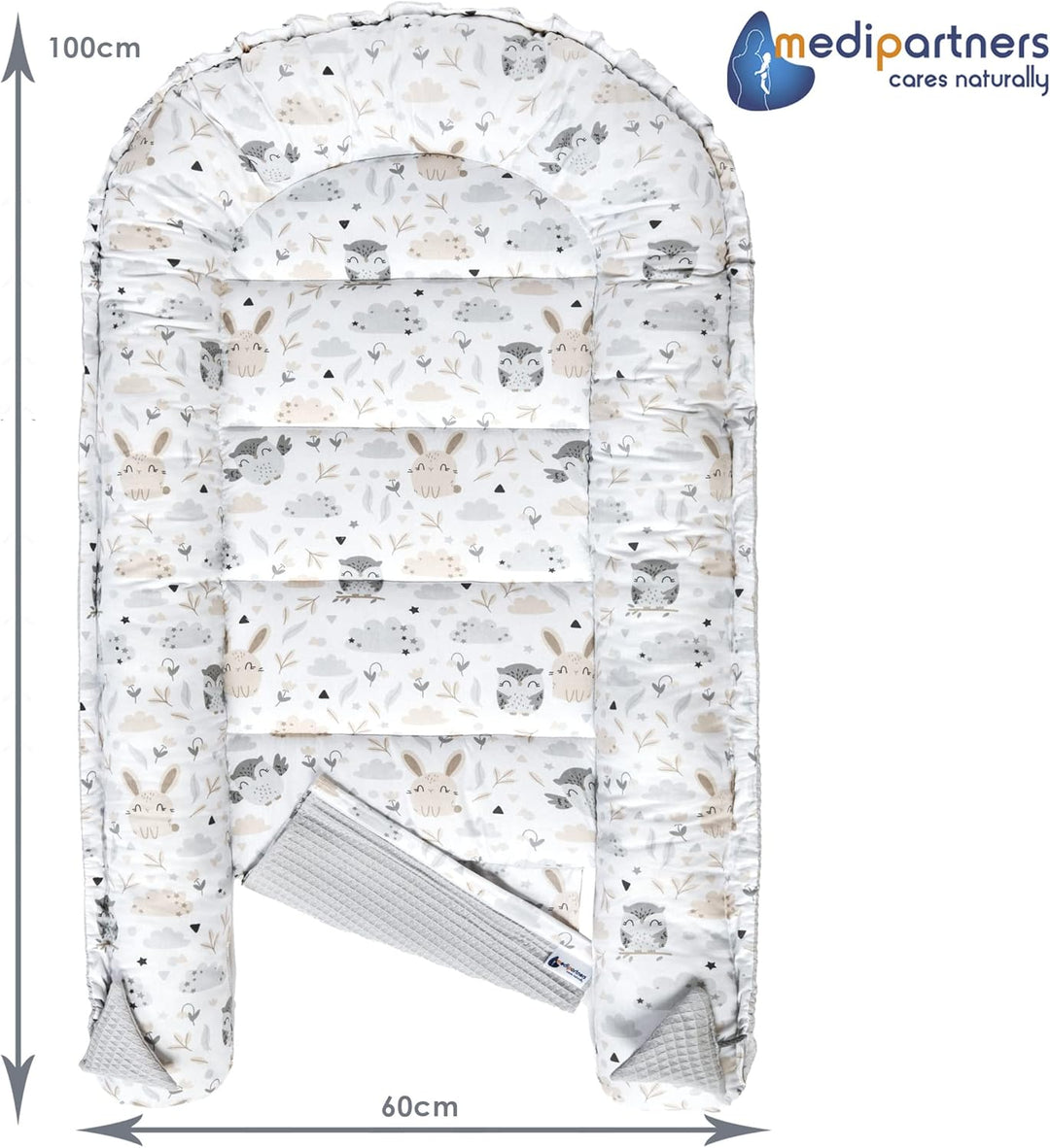 Medi Partners Babynest Kuschelnest Babynestchen 100% Baumwolle Waffle Nestchen Reisebett für Babys S