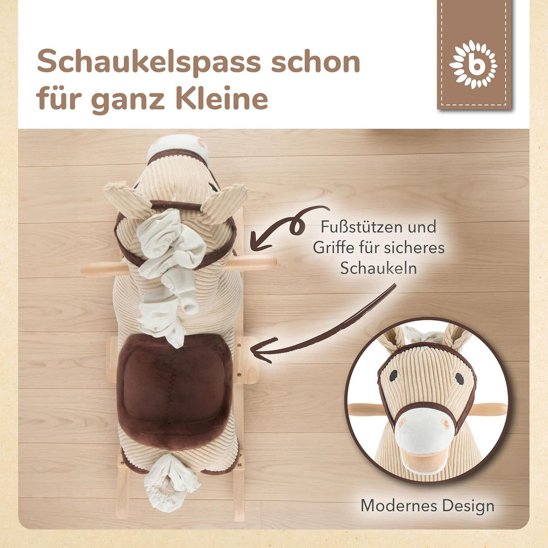 Bieco Plüsch Schaukeltier Pferd Lucky 68cm | Kinder Schaukelstuhl | Baby Schaukel | Schaukel Kleinki