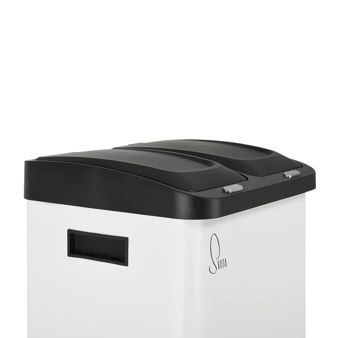 SVITA 3XCOMBO32 Mülleimer Treteimer Abfalleimer Mülltrennung mit Schubfächern Weiss (32 Liter 2x8L +