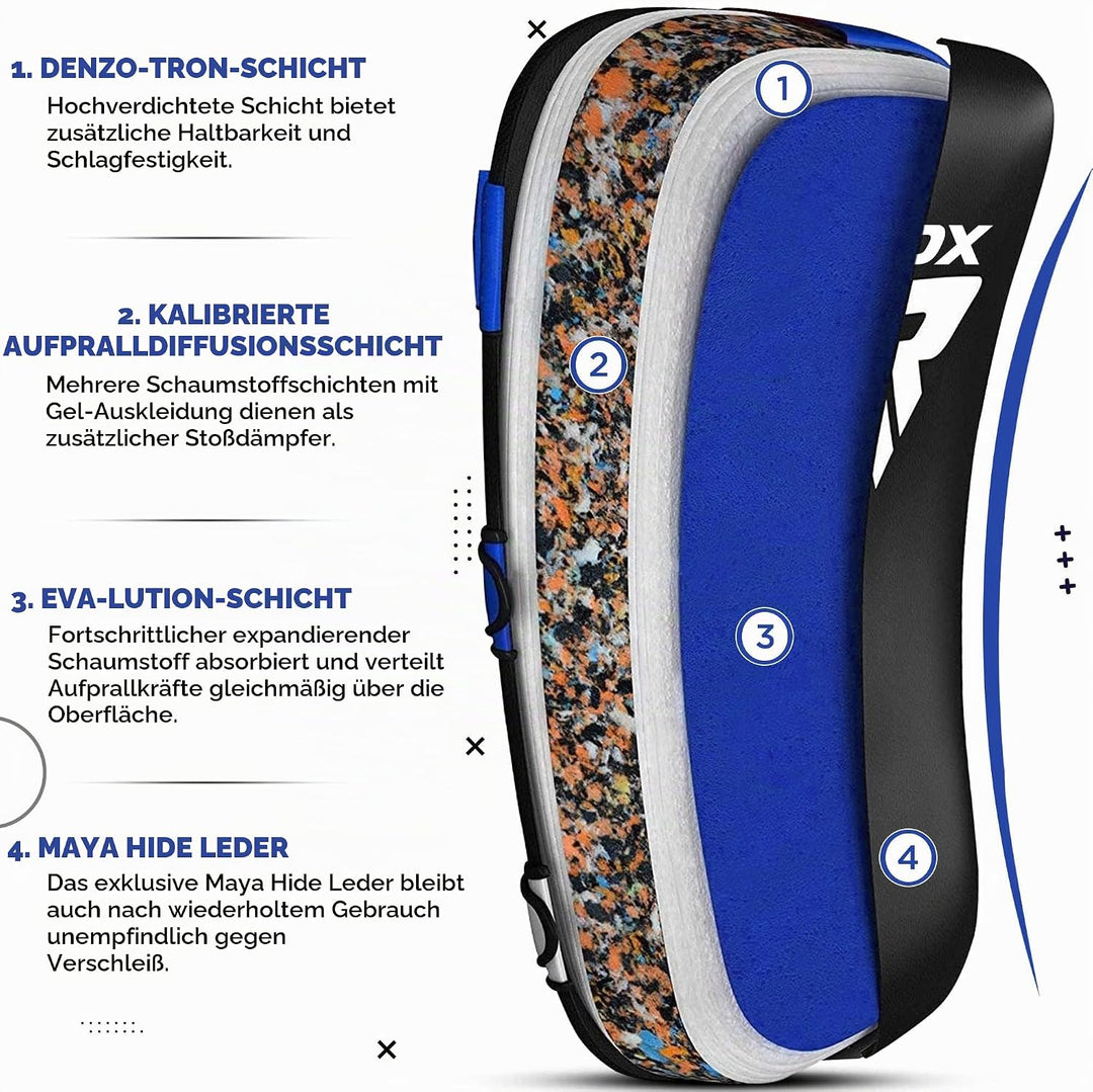 RDX Schlagpolster zum Kampfsport, Curved Trittschlagpolster Kickboxen, Muay Thai Training, Maya Hide