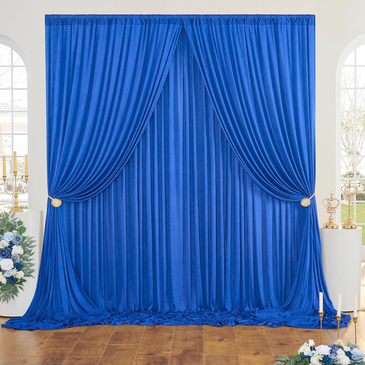 NSSONBEN 3m×3m Falten Freier Royal Blau Hintergrund Vorhang für Geburtstags Hochzeit, 2 Platten 1.5m