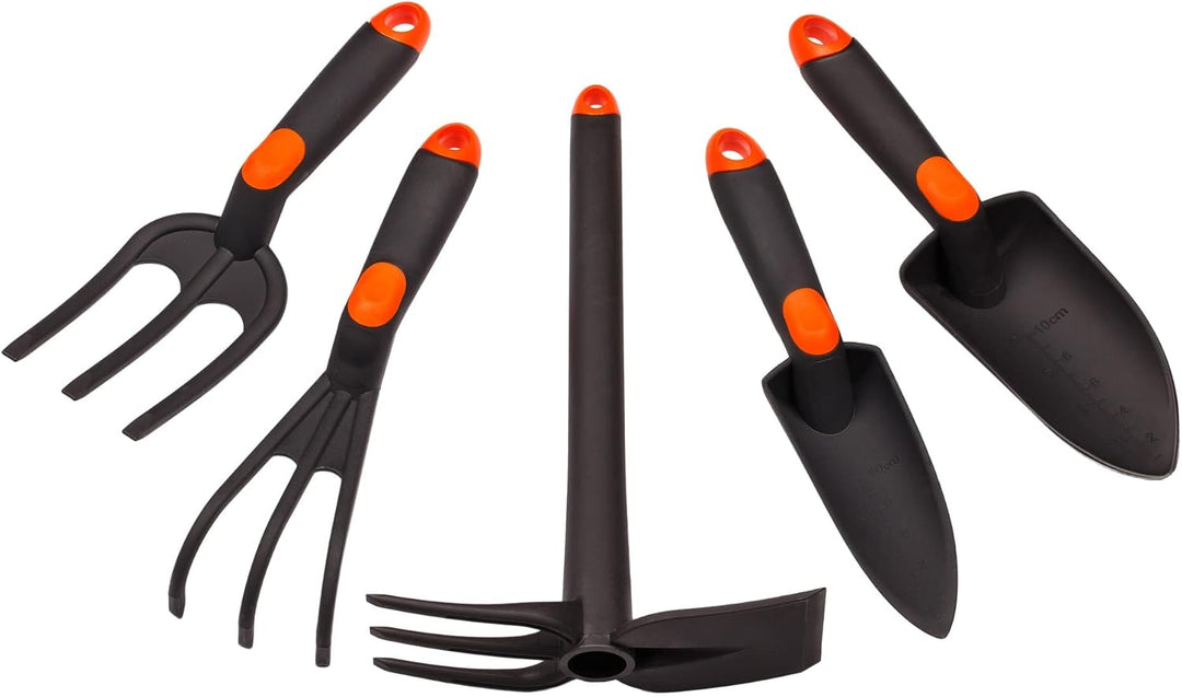 MIVOS 5-TLG Gartenwerkzeug Set für Gartenpflege – Gartenkralle – Umpflanzkelle – Kombihacke – Blumen
